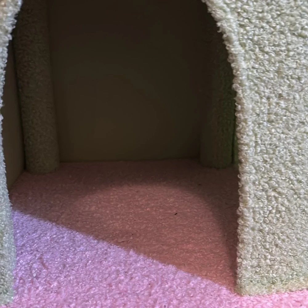 A pink and green flower cat tree!